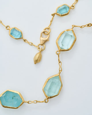 18kt gold cerulean full stone necklace