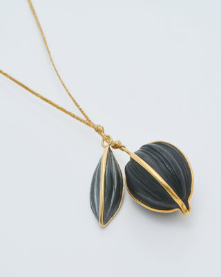 18kt gold night seed and lilac on cord