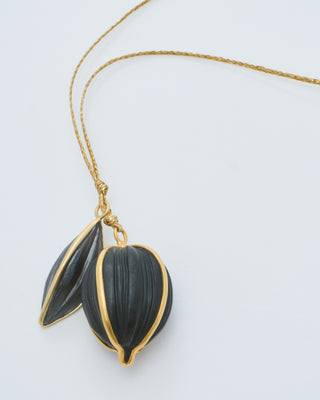 18kt gold night seed and lilac on cord