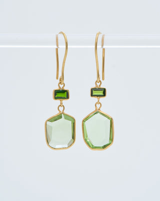 18kt gold pstm myanmar tender double drop earrings