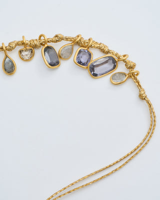 18kt gold the middle path 15 stone necklace on cord