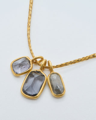 18kt gold the middle path colette set triple pendants on cord
