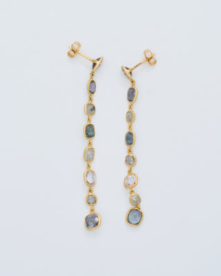 18kt gold the middle path stud & seven drop earrings