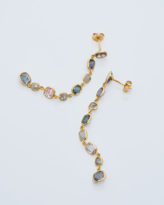 18kt gold the middle path stud & seven drop earrings