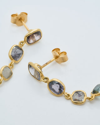 18kt gold the middle path stud & seven drop earrings