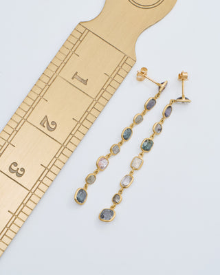 18kt gold the middle path stud & seven drop earrings