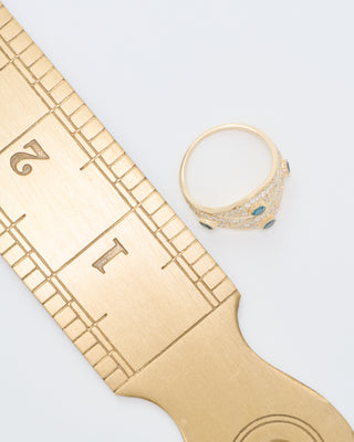 4 blue diamond center pave eye ring