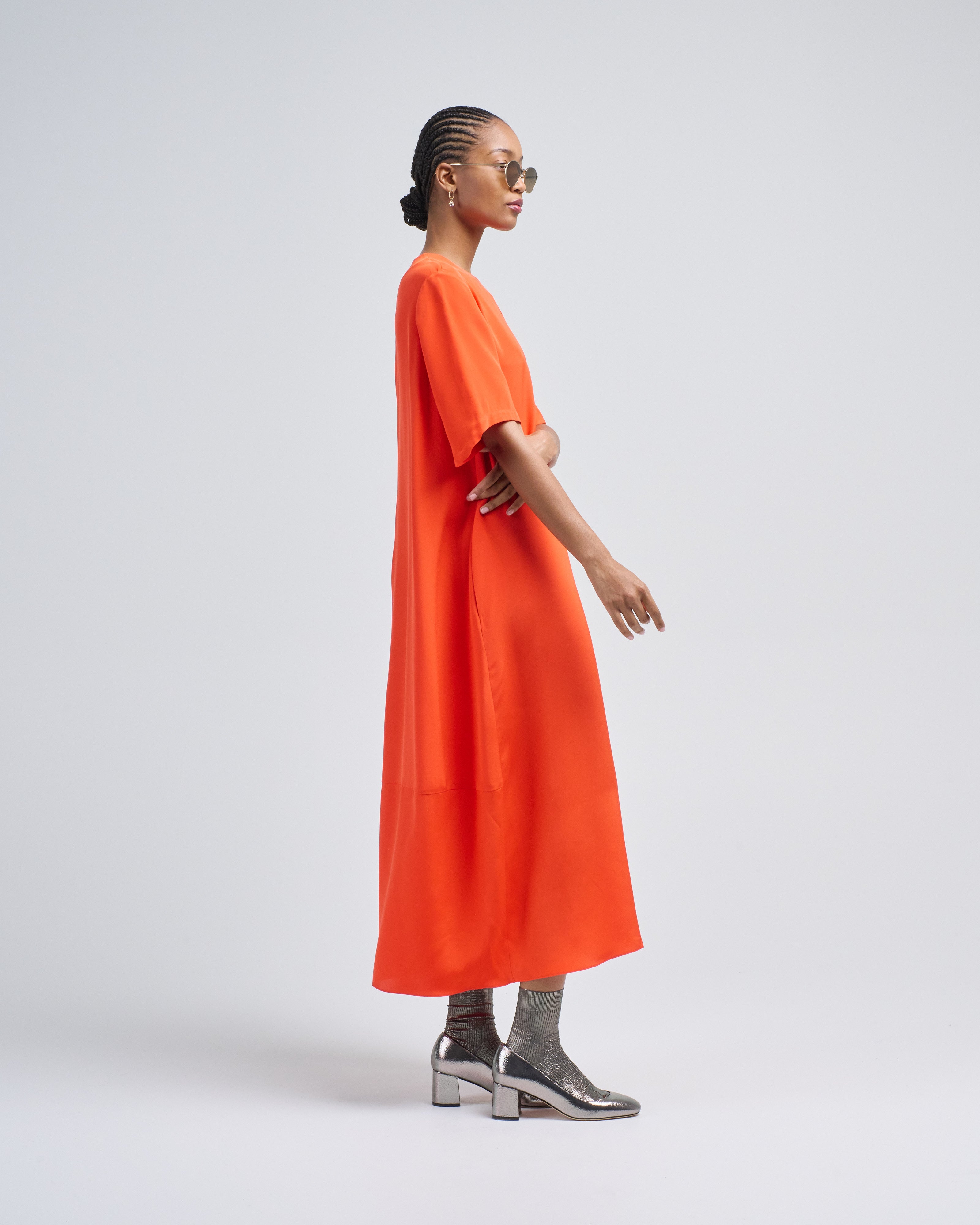 Tibi 4 Ply Silk Tshirt Dress Red Orange Tibi 4 Ply Silk Tshirt Dress Red Orange