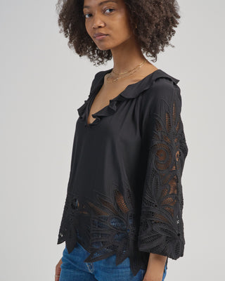 adonis long sleeve silk applique blouse