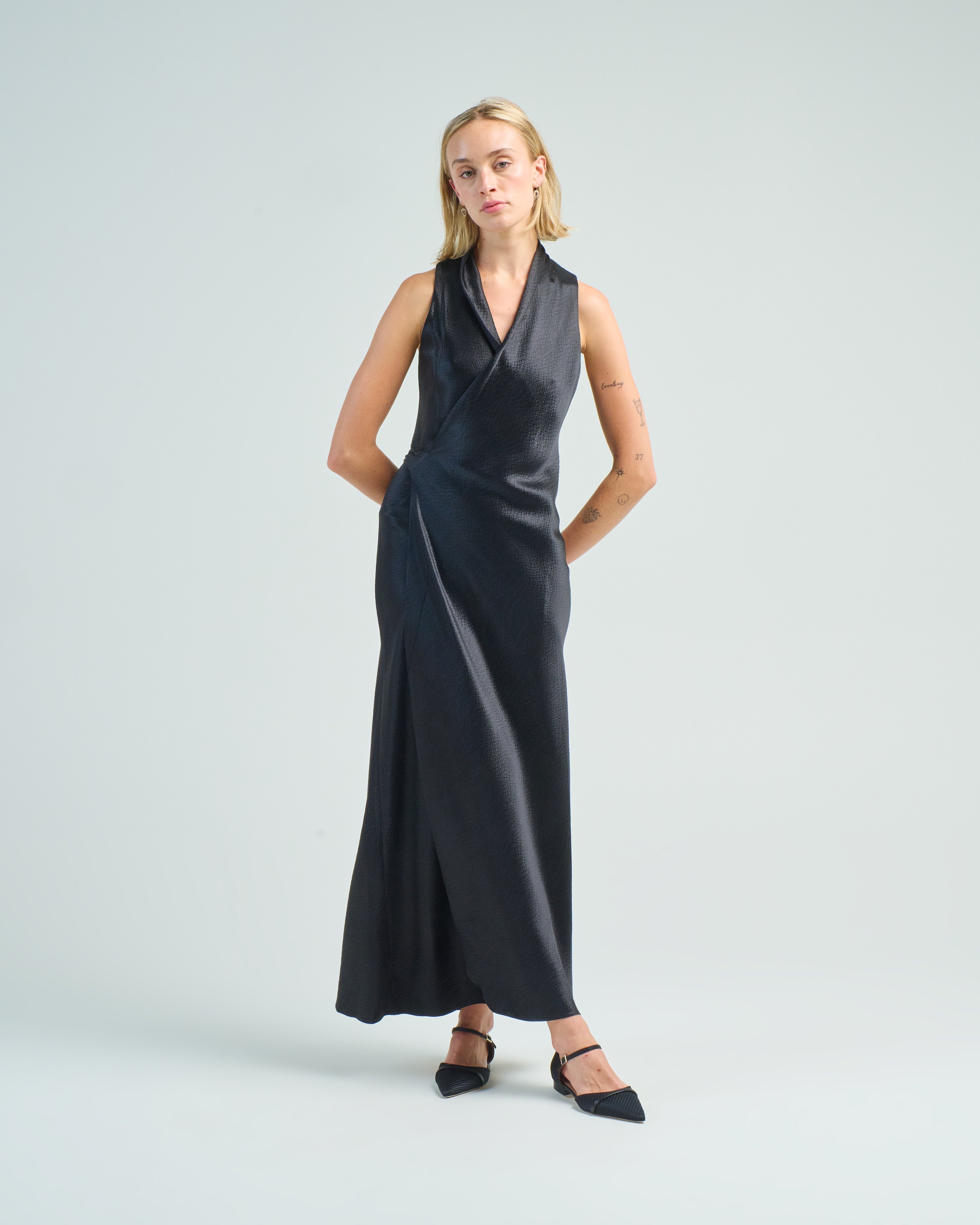 peter cohen silk dress PETER COHEN: Sleeve Sign Wrap Dress