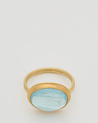 aquamarine cabochon east west ring