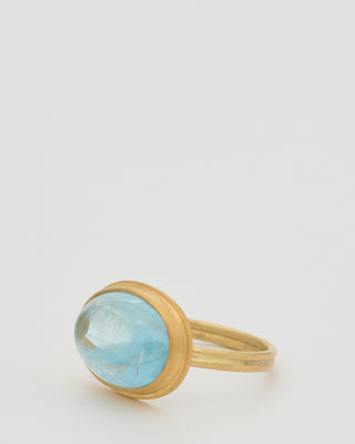 aquamarine cabochon east west ring