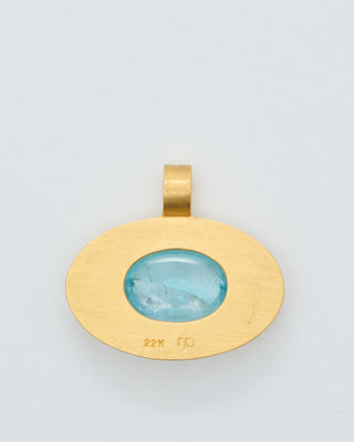 aquamarine cabochon oval pendant