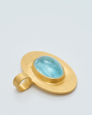 aquamarine cabochon oval pendant