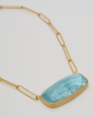 aquamarine cabochon pendant necklace