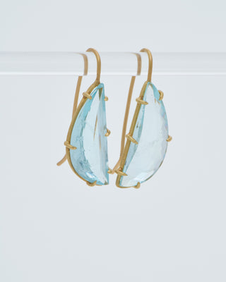 aquamarine crescent moon faceted earrings