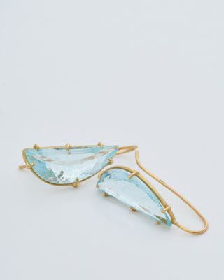 aquamarine crescent moon faceted earrings