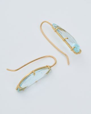 aquamarine crescent moon faceted earrings