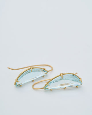 aquamarine crescent moon faceted earrings