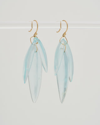 aquamarine cut stone leaf earrings