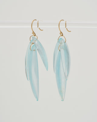 aquamarine cut stone leaf earrings