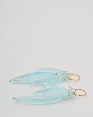 aquamarine cut stone leaf earrings