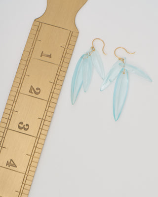 aquamarine cut stone leaf earrings