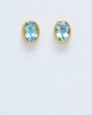 aquamarine faceted oval studs