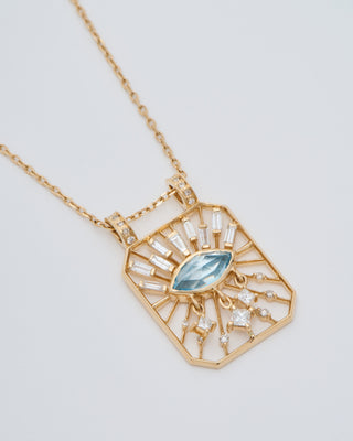 aquamarine marquise eye open rectangle necklace
