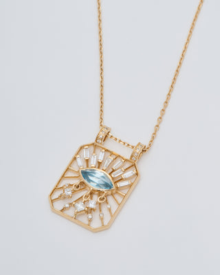 aquamarine marquise eye open rectangle necklace