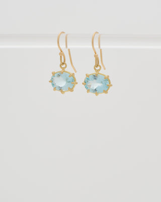 aquamarine mini faceted oval drop earrings