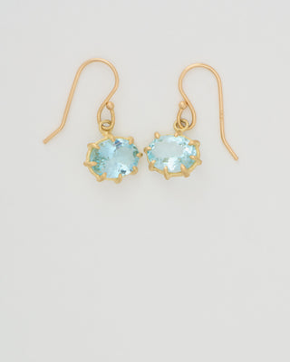 aquamarine mini faceted oval drop earrings