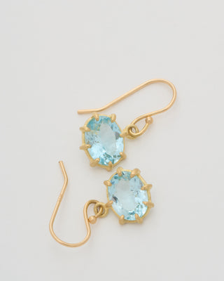 aquamarine mini faceted oval drop earrings