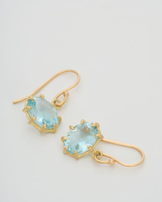 aquamarine mini faceted oval drop earrings