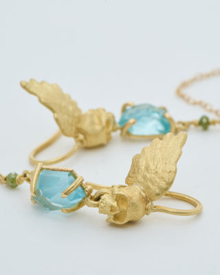 aquamarine skull earrings