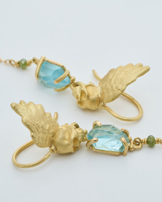 aquamarine skull earrings