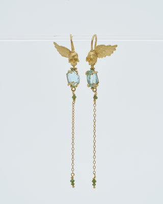 aquamarine skull earrings