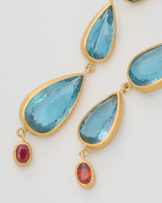 aquamarine triple drop pear shaped earrings