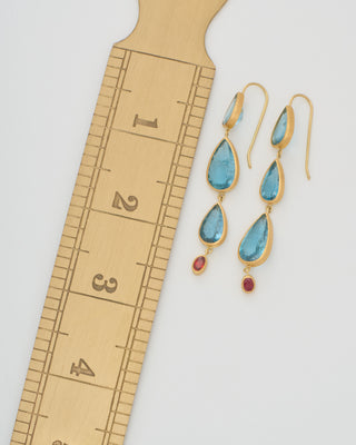 aquamarine triple drop pear shaped earrings