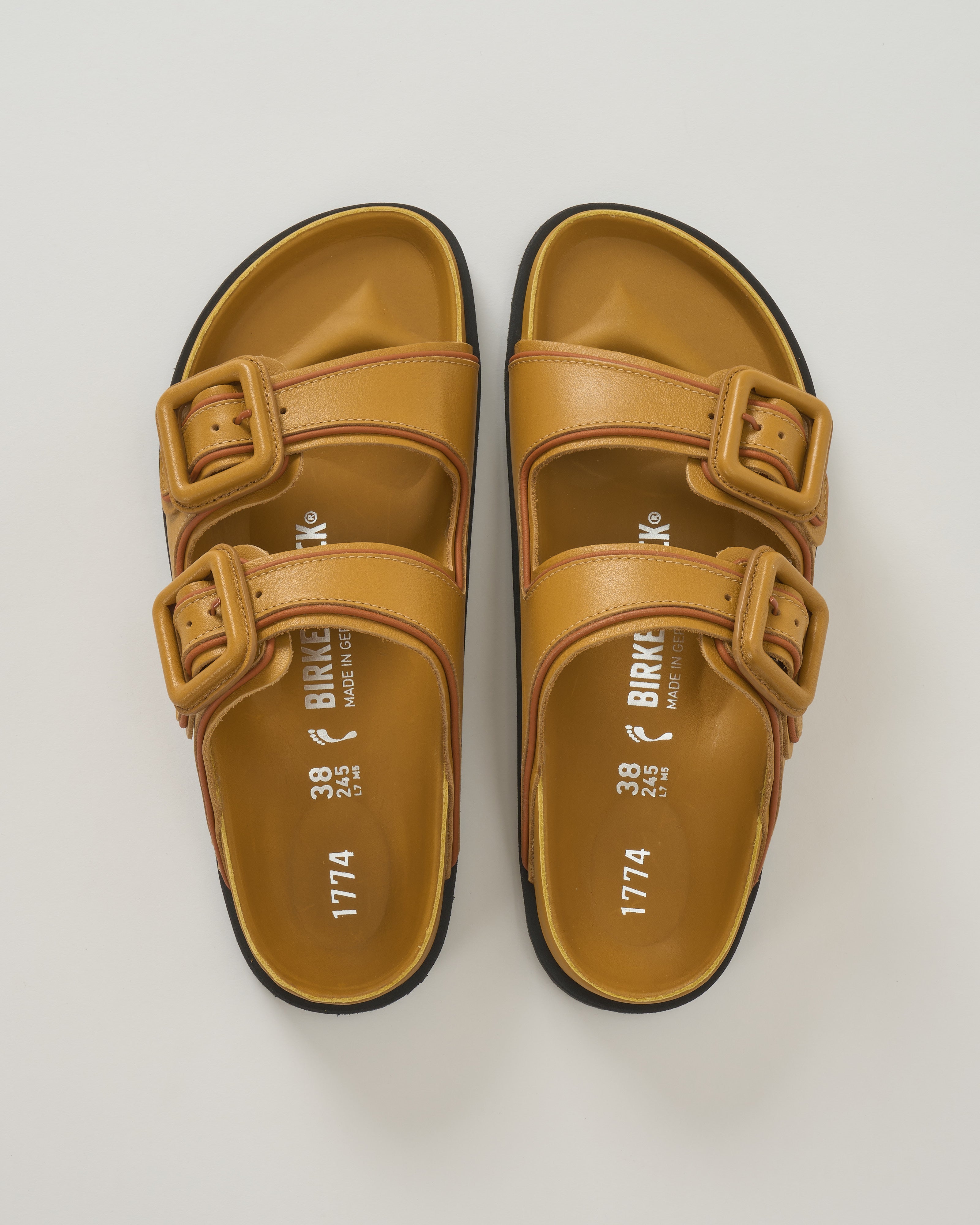 Birkenstock 1774 Arizona Leather Buckle Exq 1774 Mustard Brown