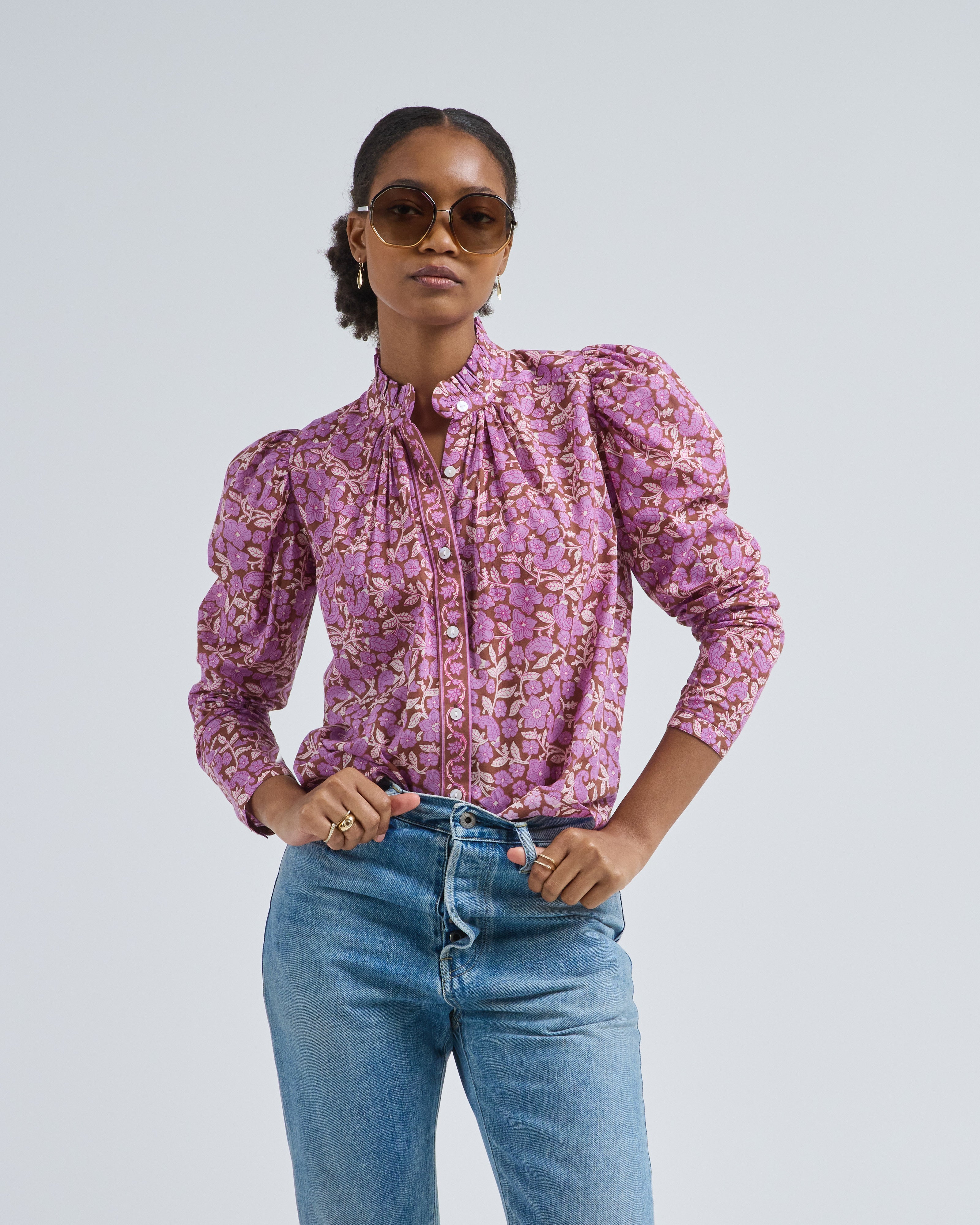 Alix Of Bohemia Artemis Twilight Floral Shirt Purple