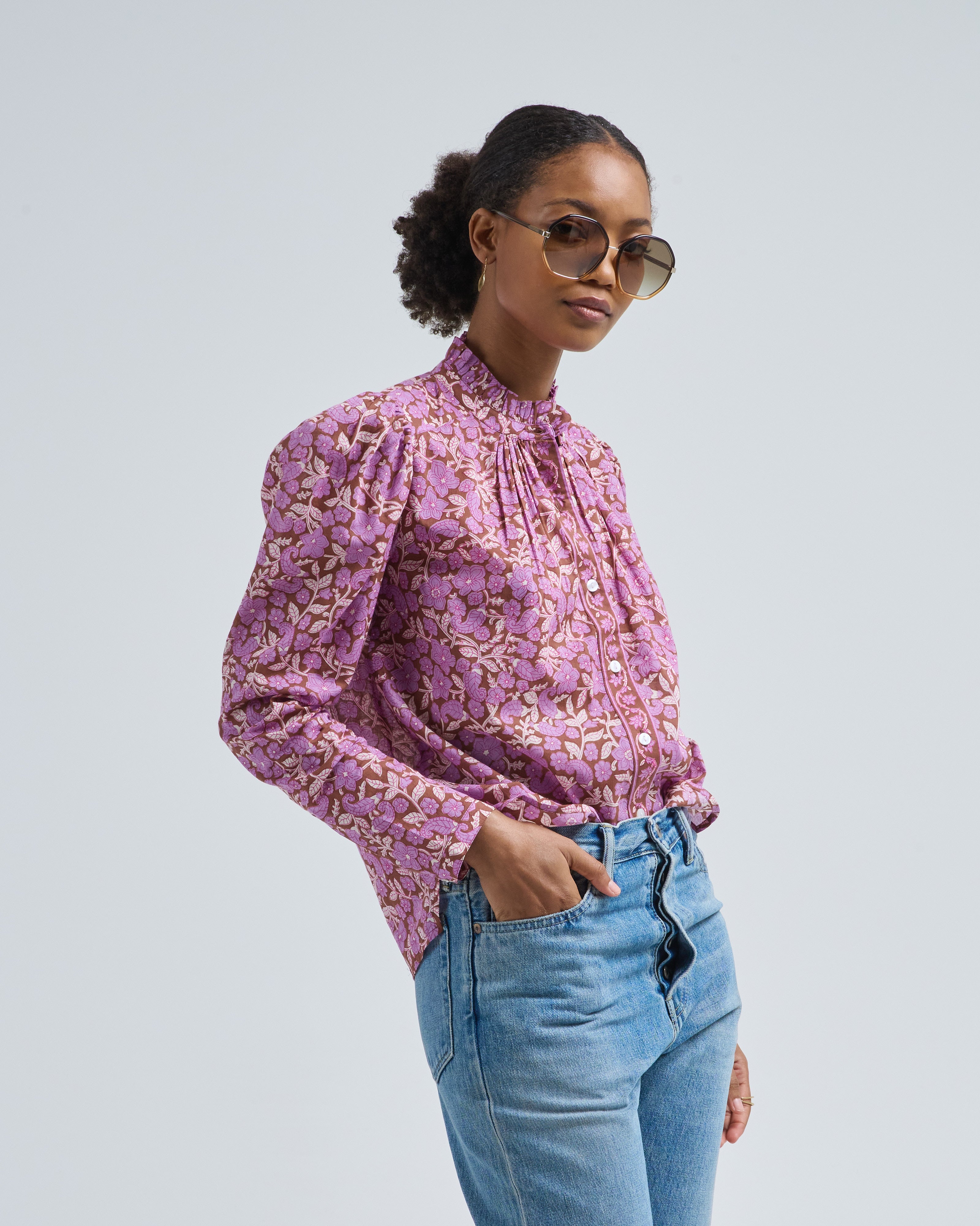 Alix Of Bohemia Artemis Twilight Floral Shirt Purple