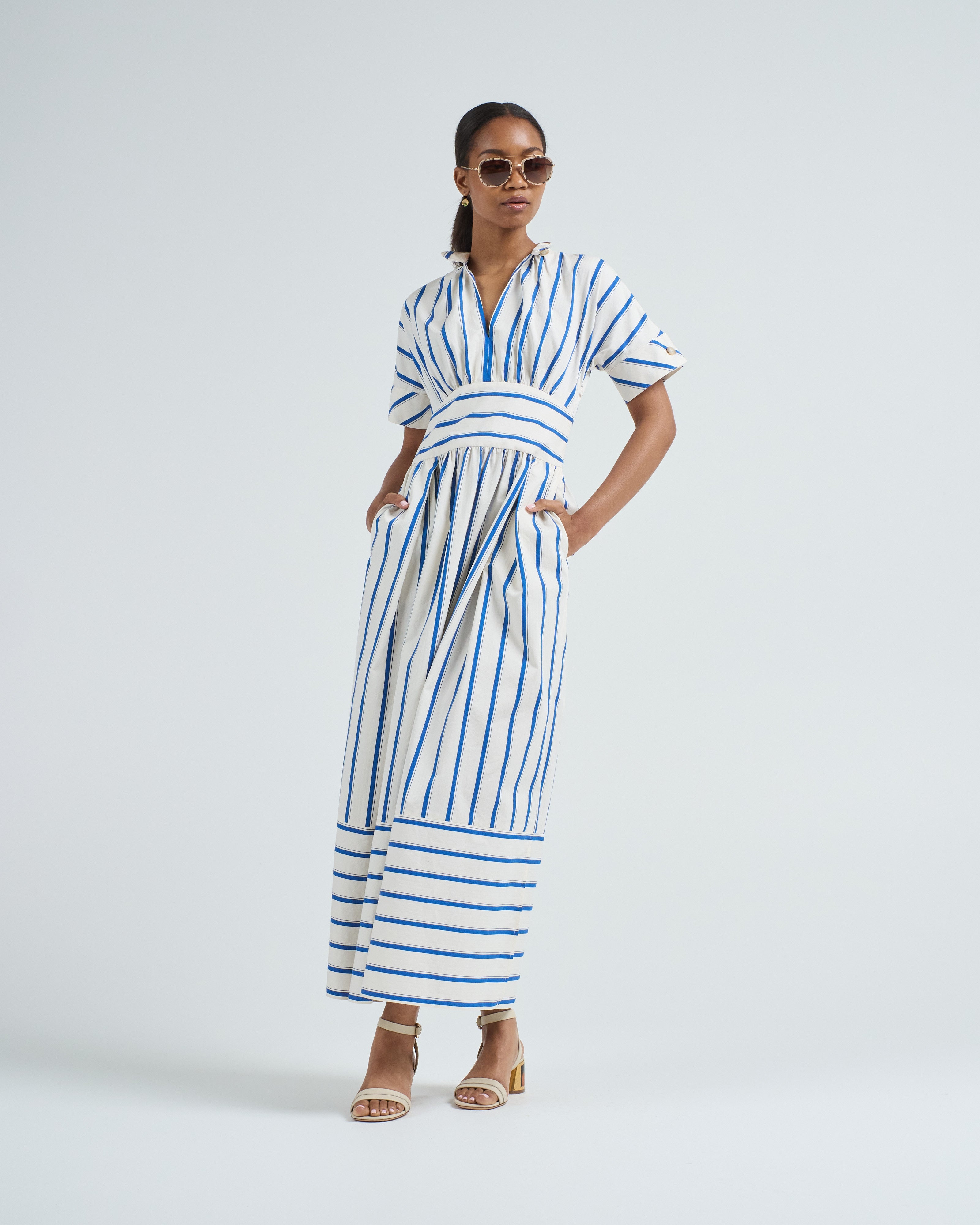 Rosie Assoulin Ask For Directions Shirt Dress Blue Stripe Rosie Assoulin Ask For Directions Shirt Dress Blue Stripe