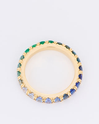 atlantic ombré sapphire, diamond, emerald full eternity ring