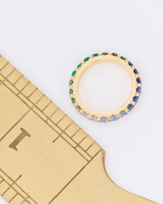 atlantic ombré sapphire, diamond, emerald full eternity ring