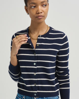 ava stripe cashmere cardigan