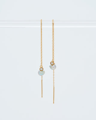 baby pearl and diamonds chain earrings