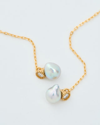 baby pearl and diamonds chain earrings