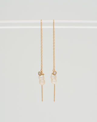 baby twin pearl chain earrings