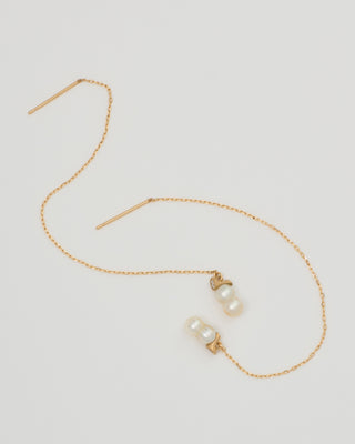 baby twin pearl chain earrings